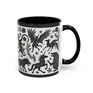 Vintage Cryptid Creature Collection, Coffee Mug, Eerie Folklore Inspired Cup, Magical Oddities and Curiosities, Dark Whimsical Tea Mug,