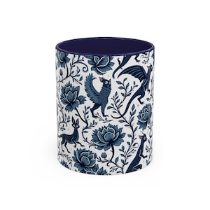 Gothic Folklore Mug, Cryptid Creatures Accent Coffee Mug, Enchanted Creatures Mug, Shadow Creatures Mug, Dark Enchantment Mug, Inky Blue