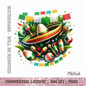 Cinco De Mayo PNG Sombrero Clipart, Fiesta Party Digital Download, Mexican Maracas PNG, Let’s Fiesta Shirt Design, Cinco De Mayo Shirt PNG
