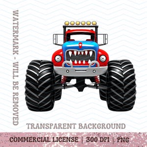 Kids Truck Party PNG Clipart Boys Birthday Invitation, Monster Off Road 4x4 Vehicles, Big Truck Digital Download Cars Party Décor Printables