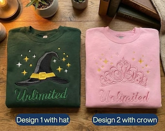 Embroidered Unlimited For Good Sweatshirt, Glinda Elphaba Matching Hoodie, Best Friend Gift, Wicked Inspired Crewneck, Witch Princess