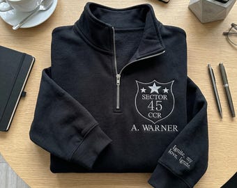 Shatter Me Embroidered Quarter Zip Sweatshirt, Sector 45 Uniform Shirt, Hell Is Empty Warner Dystopian Fantasy Reader Gift