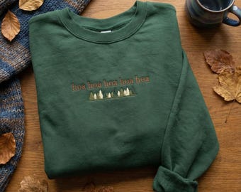 hoa hoa hoa hoa Embroidered Sweatshirt, Fork Tree Sweater, Forest Crewneck, Twilight Gift, Cozy Outdoor Apparel