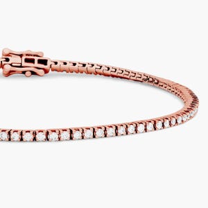14k Rose Gold, 1.00 Cts Natural Diamond Tennis Bracelet, 4 Prong, 7 inch