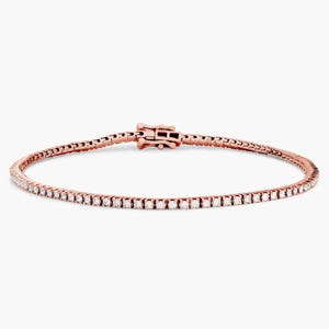 14k Rose Gold, 2.65 Cts Natural Diamond Tennis Bracelet, 4 Prong, 7 inch