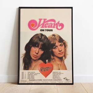 Heart Band Concert Tour Poster, Vintage Rock Concert Print, Ann & Nancy Wilson Wall Art, 70s 80s Music Wall Art, Vintage Concert Decor