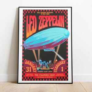 Led Zeppelin Concert Poster, Vintage Rock Band Wall Art, Studio or Room Aesthetic, 70s Rock Band Wall Art, Rock Home or Man Cave Decor
