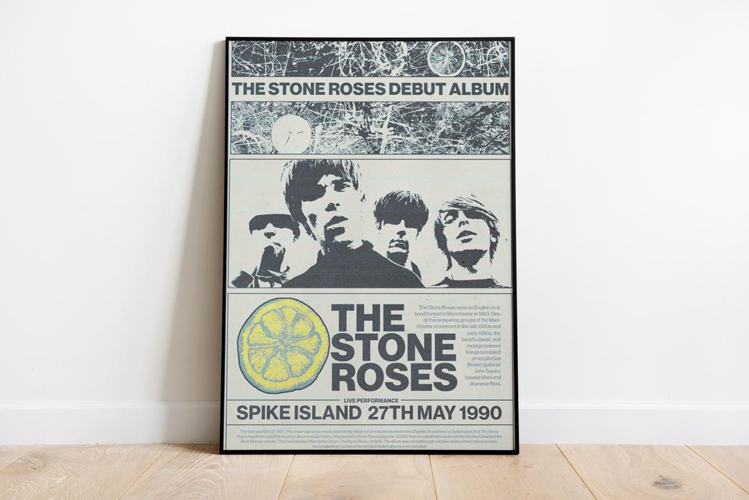 The Stone Roses Poster, Debut Album Cover Print, Retro 80s 90s Indie ...