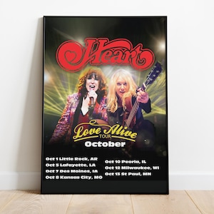 Heart Band Concert Tour Poster, Vintage Rock Concert Print, Ann & Nancy Wilson Wall Art, 70s 80s Music Wall Art, Vintage Concert Decor