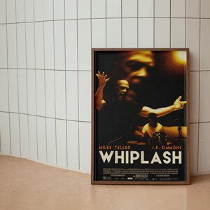 Whiplash Movie Poster, Jazz Drumming Film Wall Art, Music Drama Decor, Miles Teller & J.K. Simmons Print, 2014 Oscar Winning Film Poster