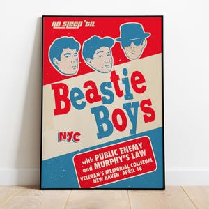 Beastie Boys Music Poster, No Sleep Till Brooklyn Poster, Beastie Boys Music Wall Art, Vintage Rap Decor, Wall Decor, 80s Rap Music Gift