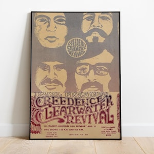 Creedence Clearwater Revival Concert Poster, Vintage Rock Wall Art for Music Fans, CCR Concert Poster, Classic Rock Tour Wall Decor, Retro