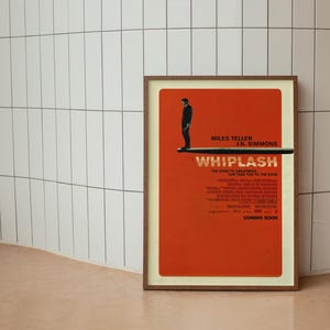 Whiplash Movie Poster, Jazz Drumming Film Wall Art, Music Drama Decor, Miles Teller & J.K. Simmons Print, 2014 Oscar Winning Film Poster