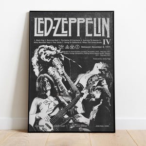 Led Zeppelin Poster, Vintage Rock Band Wall Art, Studio or Room Aesthetic, 70s Rock Band Wall Art, Rock Home or Man Cave Decor, Rock Legend