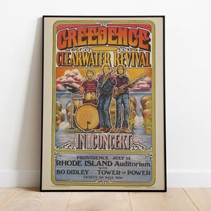 Creedence Clearwater Revival Concert Poster,  CCR Music Wall Art, Classic Rock Music Art, Retro Music Decor, 60s 70s Music Wall Decor