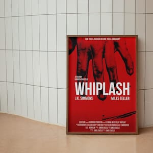 Whiplash Movie Poster, Jazz Drumming Film Wall Art, Music Drama Decor, Miles Teller & J.K. Simmons Print, 2014 Oscar Winning Film Poster