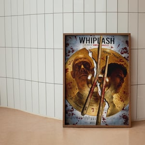 Whiplash Movie Poster, Jazz Drumming Film Wall Art, Music Drama Decor, Miles Teller & J.K. Simmons Print, 2014 Oscar Winning Film Poster