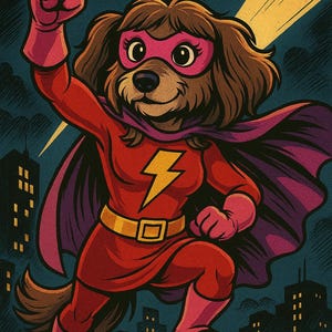 Custom Cartoon Space Hero Dog Portrait | Personalized Pet Superhero Art | Galactic Pup Illustration
