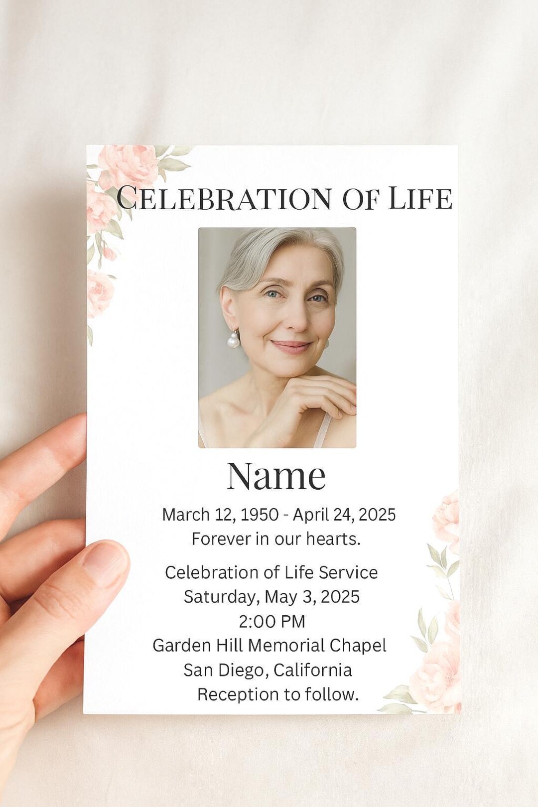 Editable Celebration of Life Invitation | Digital Funeral Announcement ...