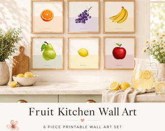 Fruit Kitchen Art Prints: Modern Minimalist Decor (Digital Download)