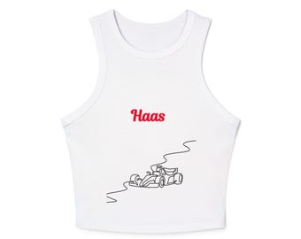 Camiseta de tirantes HAAS Racing: camiseta ajustada y microacanalada para aficionados a la F1