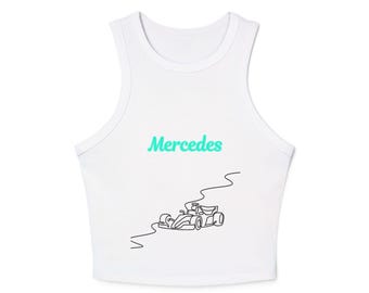 Koszulka bez rękawów Mercedes Racer: mikro prążkowana w stylu Formuły 1
