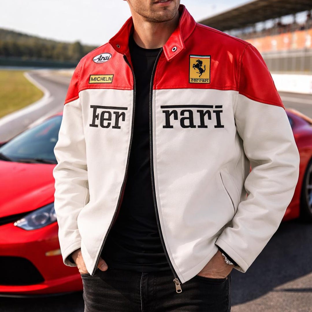 Ferrari F1 Racing Leather Jacket, Motorsport Streetwear Formula 1 ...