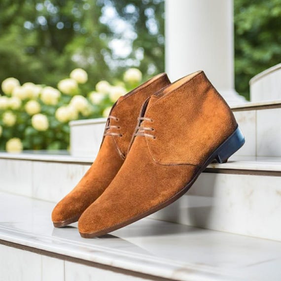 mens light brown dress boots Handmade Full Grain Leather Balmoral Boots Brown Dress Shoes