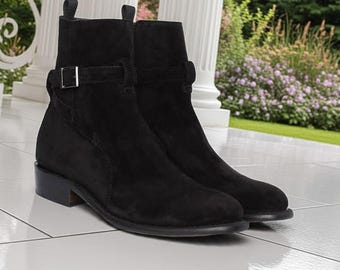Handmade Black Suede Jodhpur Boots for Men High Ankle  display picture 3