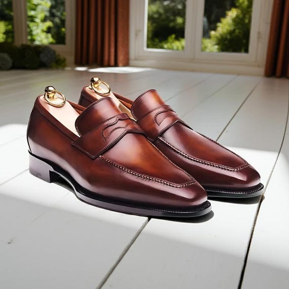 Men’s Brown Leather Penny Loafers — Classic Dress Slip-Ons Amazon.com | Men main image 2