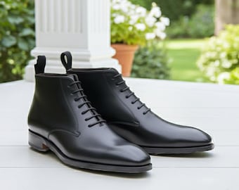 Handmade Men Black Pointed Toe Zipper Boots, Formal Cuban  display picture 3