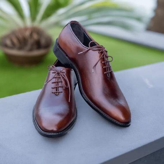 Classic Brown Leather Oxfords with Polished Finish Dress Shoe Cap Toe Oxford Brown Antique Leather – Ace Marks main image 4