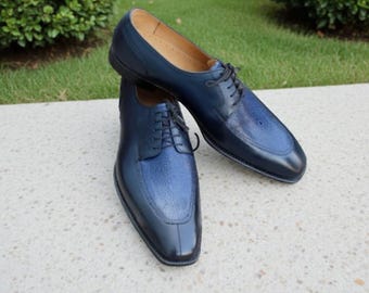 Zapatos Derby con Cordones Azul Real para Hombre, Zapatos Formales para Bodas