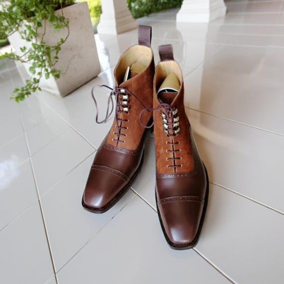Men's Tan Suede Western Dress Boots for Men: High Ankle Leather Formal Boots