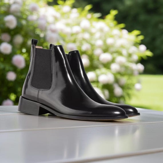 mens patent leather dress boots Amazon.com | GLBDU Men's Patent Leather Chelsea Dress Boots Fashion Leather  Splicing Elastic Band Pointed-Toe Slip On Ankle Boots Casual Business  Formal Oxford Booties (Black,5.5)