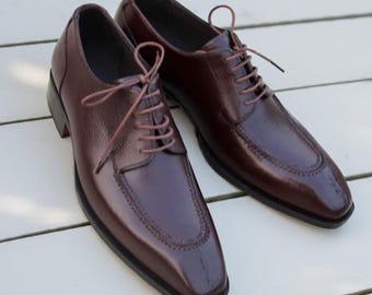 Handmade Leather Brown Derby Shoes: Classic Men's Formal Dress Shoes