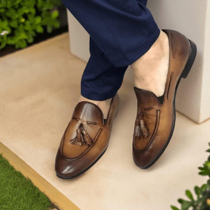 mens brown tassel dress shoes Thomas Cognac Tassel Loafer - 675 main image 1