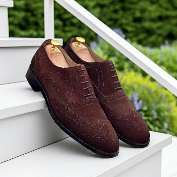 mens dark brown suede dress shoes Rafael in Dark Brown Men's Lux Suede Oxford by DapperFam Dark Brown / 18 / D
