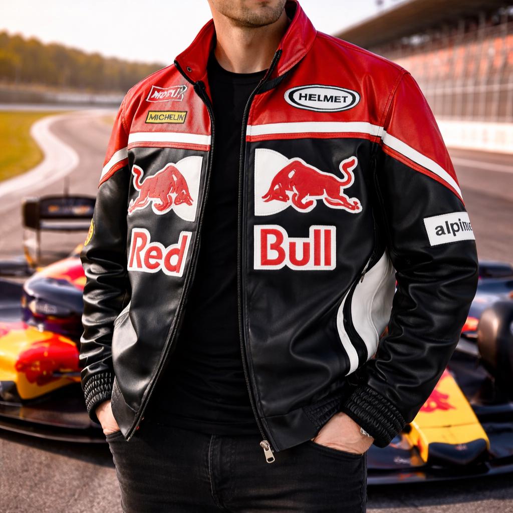 RED BULL LEATHER　レザーライダースM Bike Racing Red Bull Leather Jacket