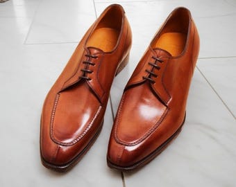 Handmade Leather Tan Brown Derby Shoes - Men's Formal Dress Shoes