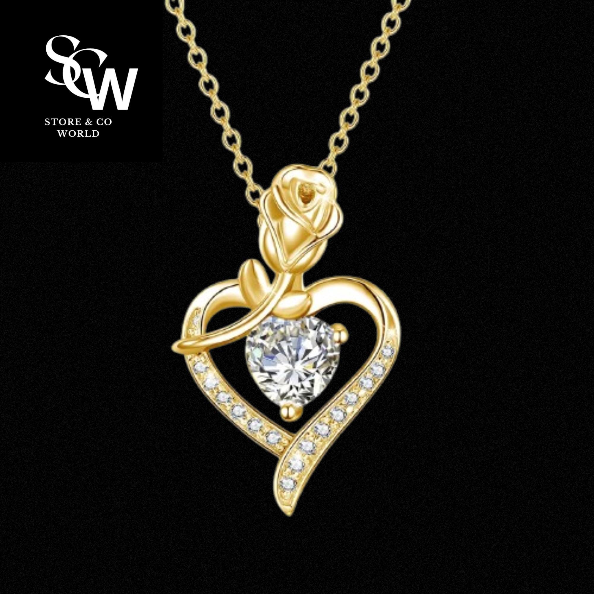 Eternal Love: Luxury Moissanite Rose Heart Pendant Necklace for Women – Certified Designer Jewelry Gift for Couples