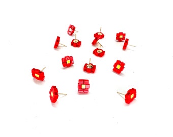 Red & Yellow Flower Shaped Beaded Stud Earring for Kansas City Chiefs Fans