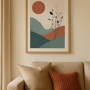 Nascer do sol japonês – Impressão de arte de parede abstrata minimalista da natureza