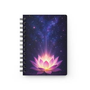 Lotus Blossom Spiral Bound Journal | Guided Meditation, Spiritual Growth, Wellness, Gift for Yogis, Nature Lover&#39;s Diary