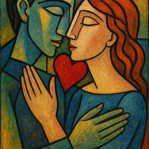 Romantische Liebe Leinwand Kunst, Wanddekor für Paare, Hausdekoration, Geburtstagsgeschenk, Beziehungskunst, Moderne Kunst - 30,5 x 45,5 cm