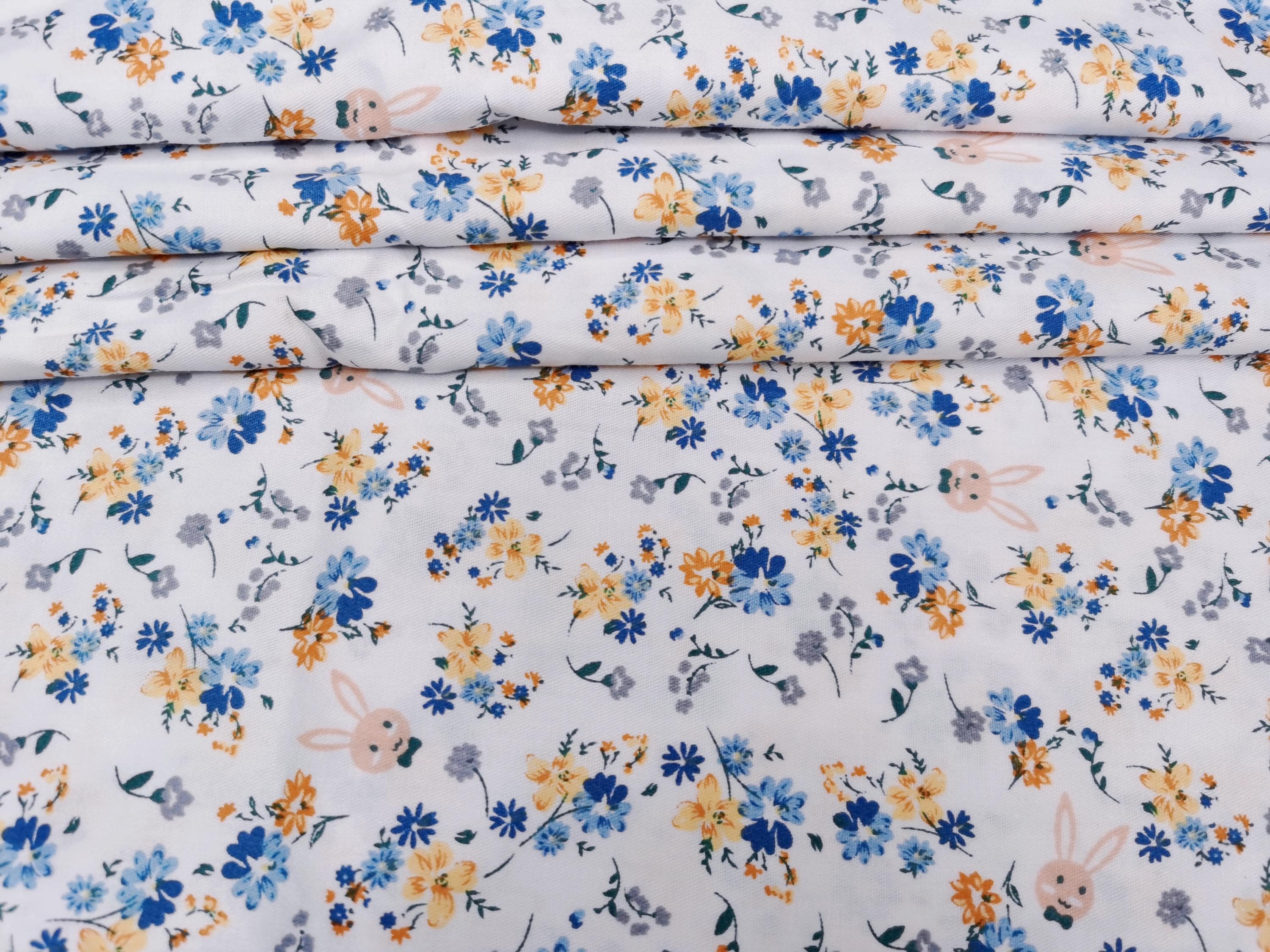 White Floral Cotton Fabric: Lightweight Quilting & Dressmaking, Half Yard