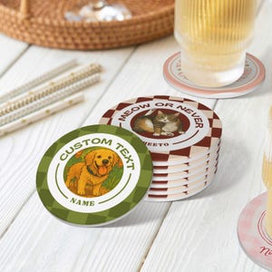 Pet Party Coaster, Custom Pet Portrait Coaster,  Custom Cute Dog Ceramic Coaster ( Set of 6)