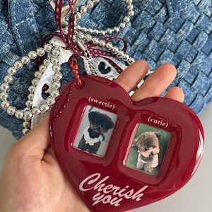 Heart Bag Charm for Purse Chain, Custom Charm with Photos, Rope Bag Charm Cute Bowknot Bag Charm Hanging