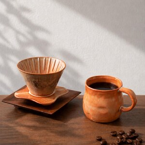 Juego de cafetera de cerámica V60 estilo lavado a la tinta, gotero y jarra de café de goteo hechos a mano, juego de café de cerámica con esmalte de goteo japonés