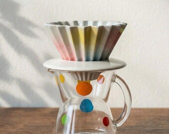 Colorful Polka Dots  Glass CoffeeJug Set – Dots Pour Over Coffee Jug